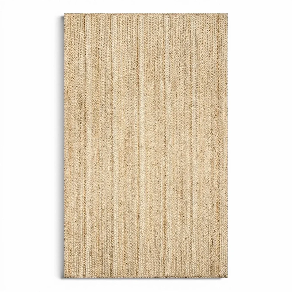 NEW West Elm XL Tan Boho Jute Woven Fiber Indoor Natural Area Rug Carpet 5' x 8'